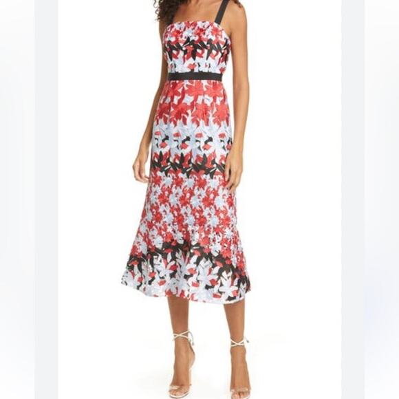 Ted Baker Dresses & Skirts - Ted Baker Red & Gray Lace Overlay Telily Dress Medium